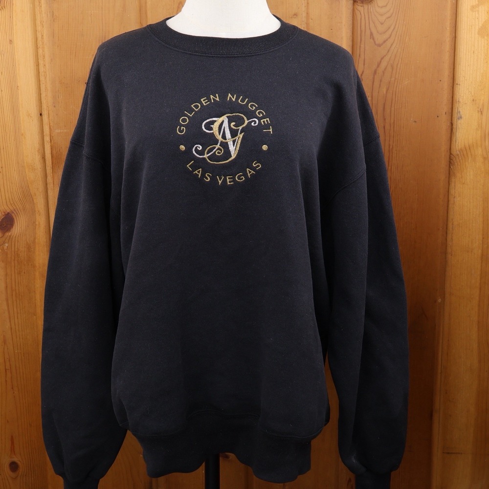 Vintage Golden Nugget Las Vegas Sweatshirt Black Embroidered Casino 90s Crewneck